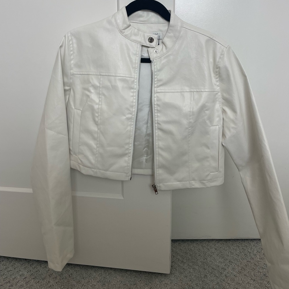 Women's White Leather Jacket